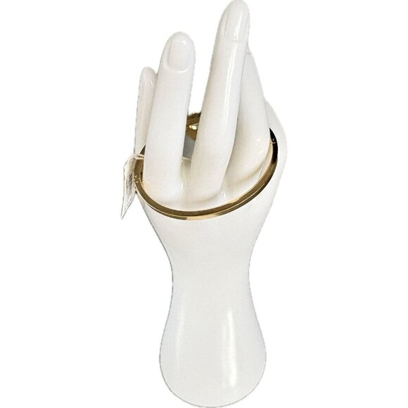 Michael Kors Logo Crystal Pave Heart Charm Gold Stainless Steel Hinge Bracelet - Picture 5 of 8